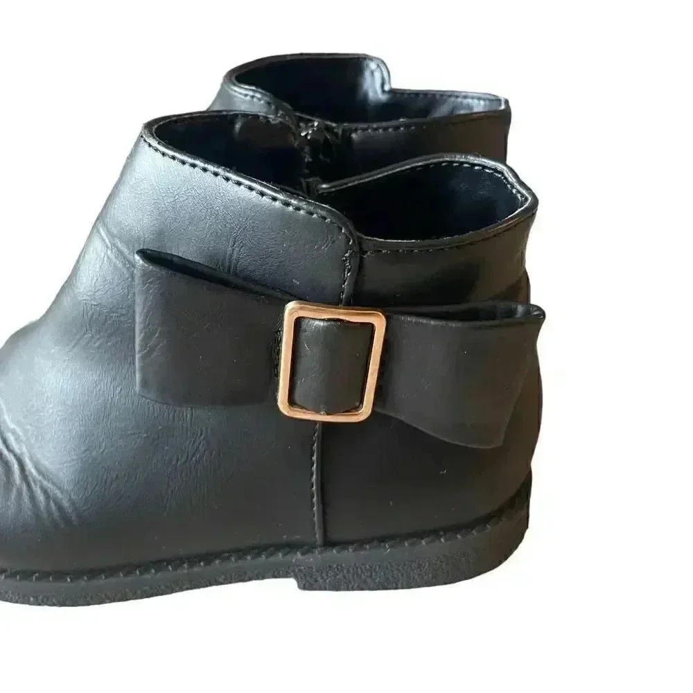 The Children’s Place Toddler Girls Buckle Booties Black SZ 10